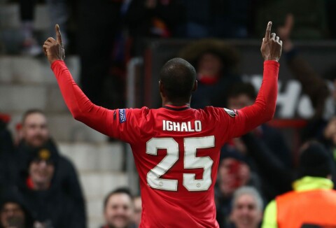 EMOSJONELT: Odion Ighalo hyllet sin avdøde søster da han scoret sitt første mål for Manchester United mot Club Brugge.